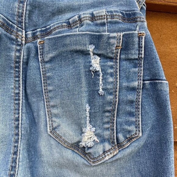 Wax Jeans 'Butt I Love you' Distressed Skinny Mid-Rise Denim Medium Blue Wash - Picture 13 of 13